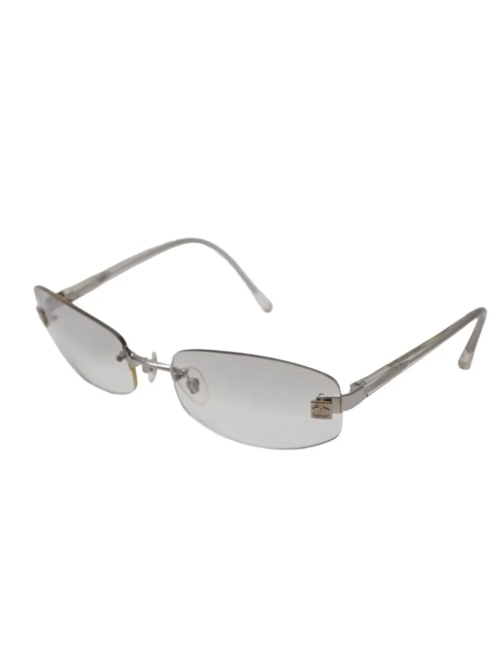 Chanel CC Logo Rimless Sunglasses Clear Acetate Eyewear